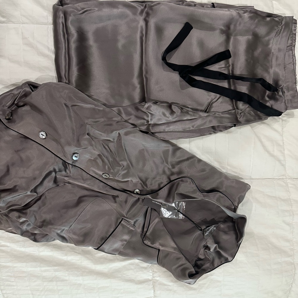 Julianna Ray Natalya Gray Silk Pajama Set